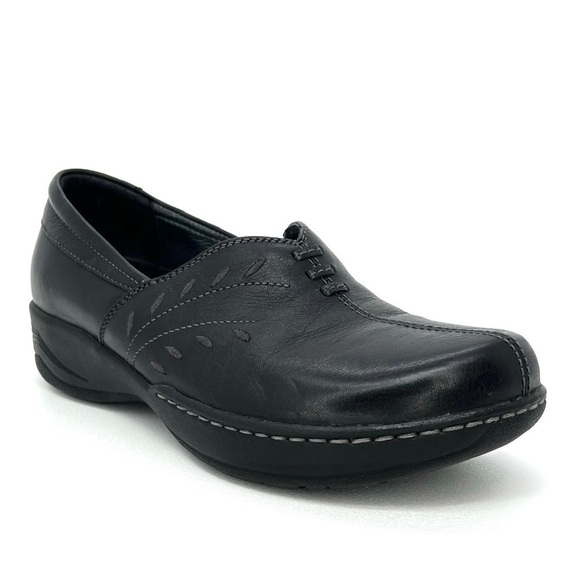 Dansko Abigail Black Leather Shoes Euro Size 41 = US 10.5-11 Embroidered Leaves